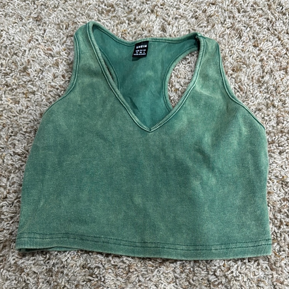 Urban Outfitters Sage Green V-Neck Crop Top